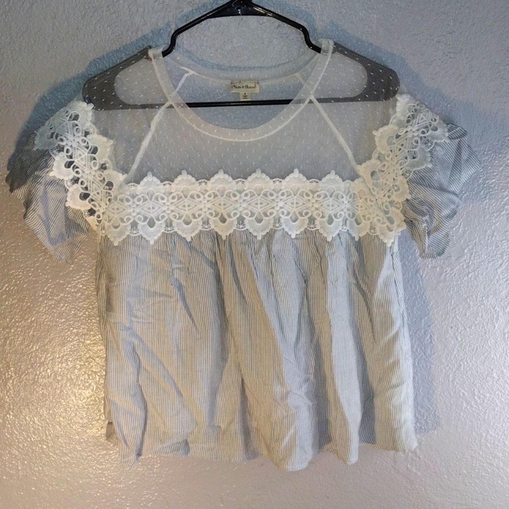 Hem & Thread Lace and Stripped Top S